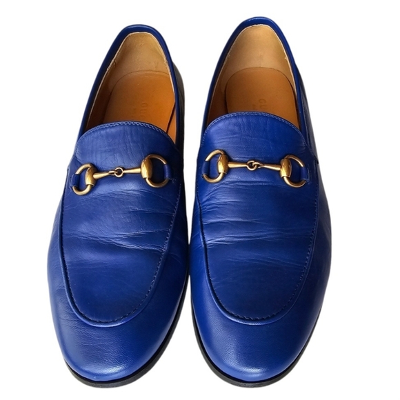 Gucci Jordaan Horsebit Loafer Flat Size 36.5 US 6.5 Electric Blue Leather - Picture 1 of 8